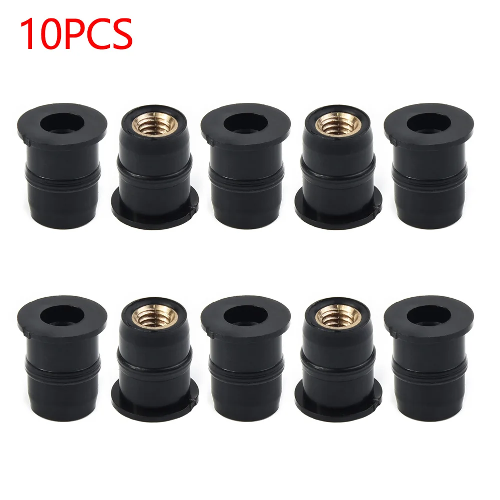 10PCS Well Nut M5 5mm Metric Rubber Motorcycle Windshield Rubber Rivet Nuts Bolts For Honda For Suzuki
