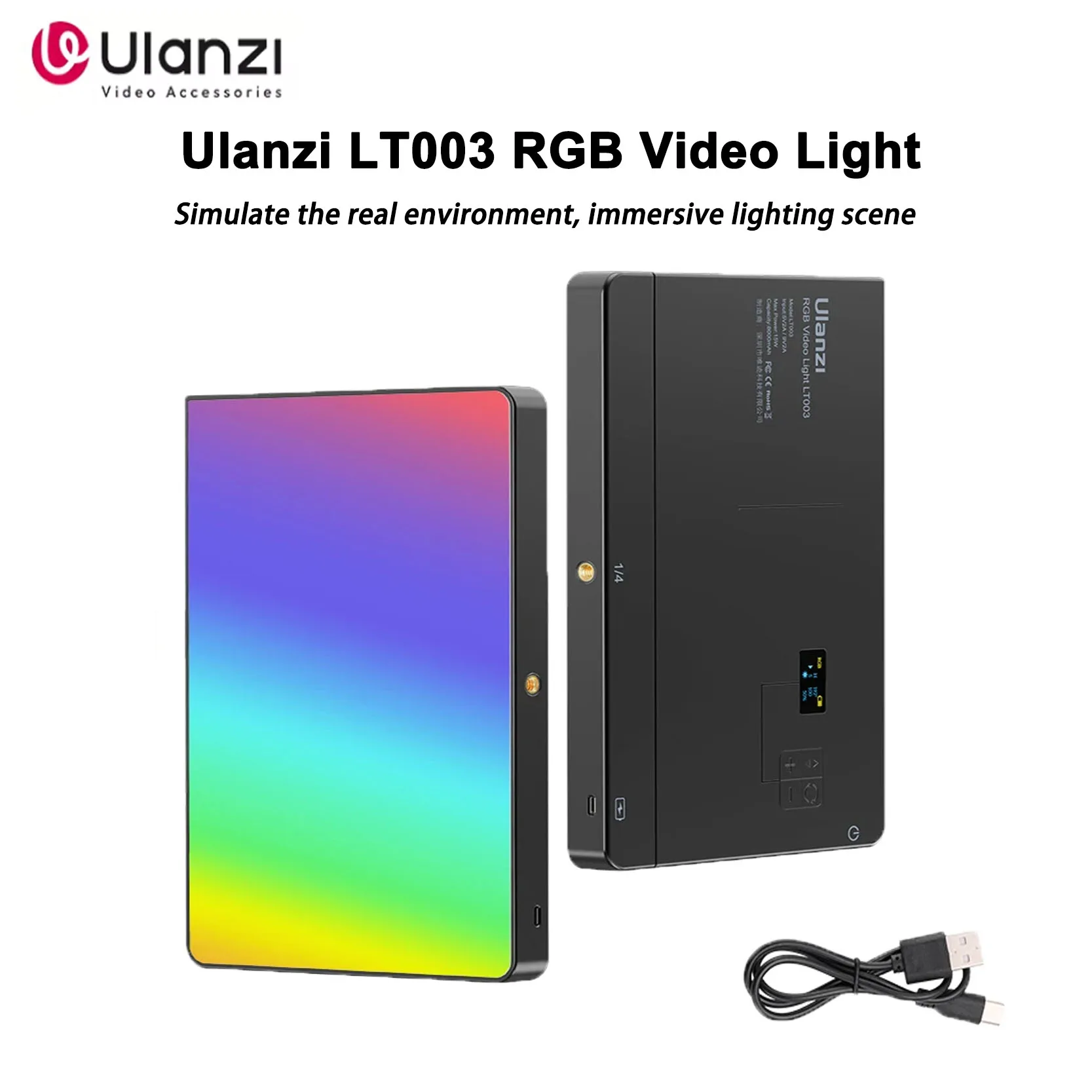 

Original Ulanzi LT003 RGB Video Light Full Color Panel Light 8000mAh Dimmable 2500-9000K CRI 95+ Photo Studio Lamp 266 Beads