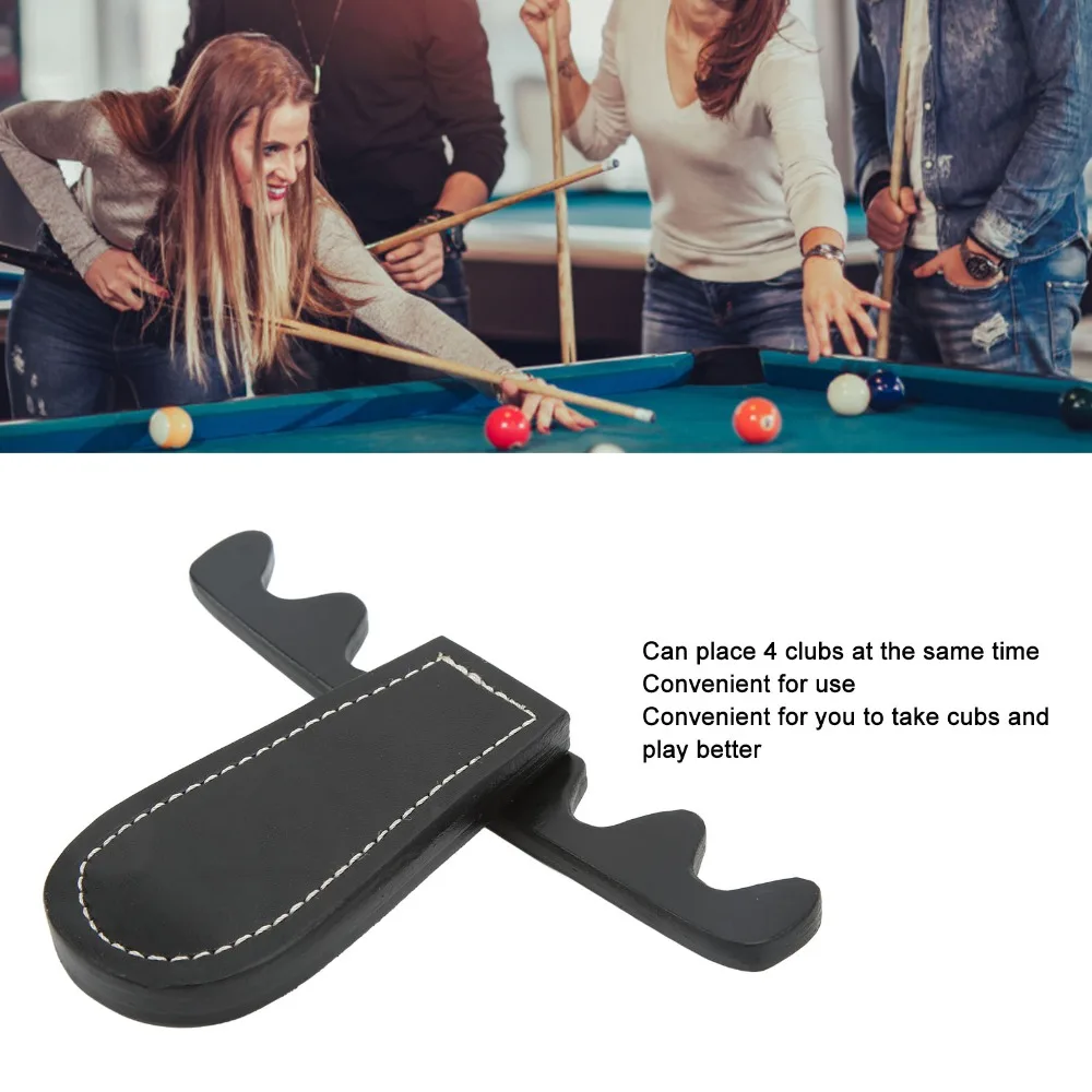 

Billiard Accessories Portable Billiard Cue Rack 4 Holes Foldable Snooker Stick Holder Leather Pool Cue Holder Pool Table Use