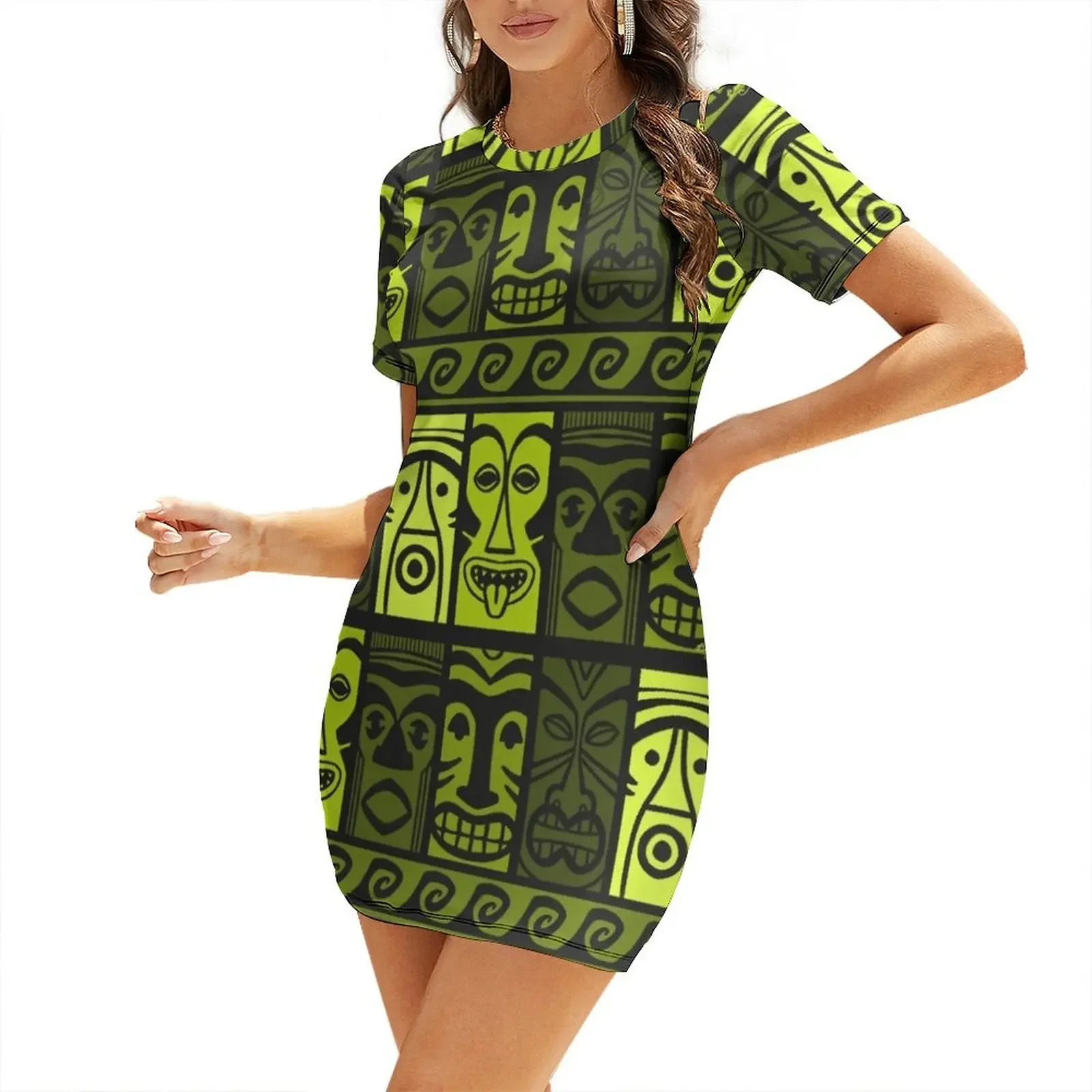 

Keen Green Tikis! Short-Sleeved Dress dress for women 2026 Woman fashion