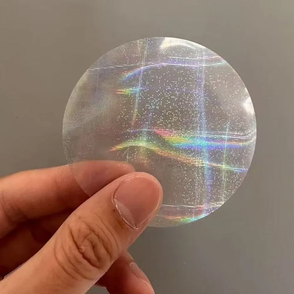 100Pcs Round Laser Film Badge Covers PVC Multiple Styles Transparent Badge Film Star Pattern DIY Making
