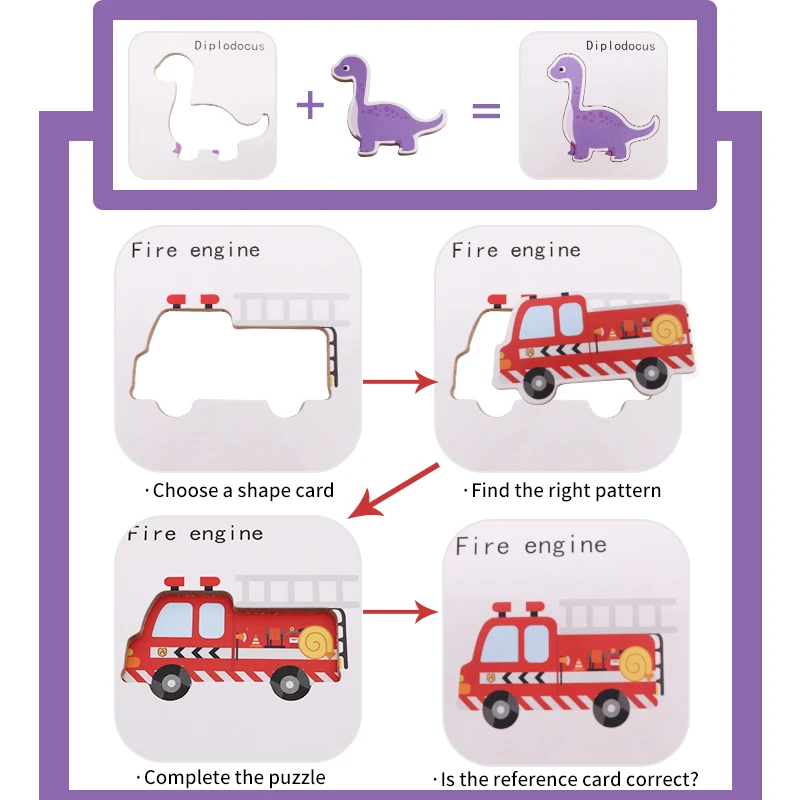 NEW Wooden Toys Pattern Montessori Early Education Sorting Games Animal Dinosaur Puzzle Tangram Toys Gifts for Children