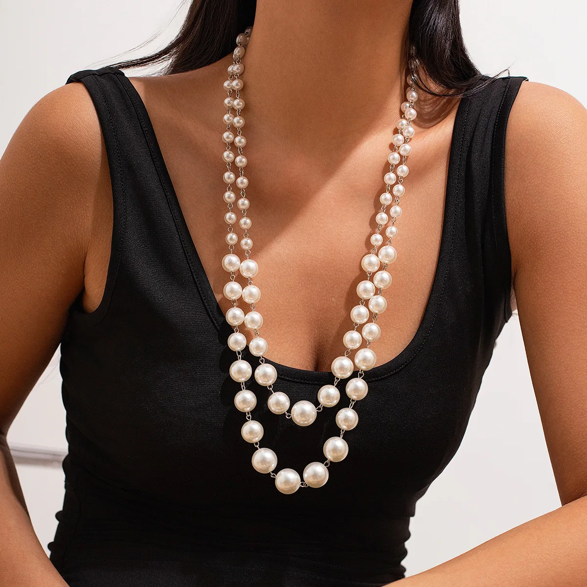 Boho Pearl Imitacja Ręcznie Tkany Naszyjnik Kobiety 2024 Wielowarstwowy Słodki Długi Sweter Dziewczyny Modny Urok Biżuteria Urodzinowa