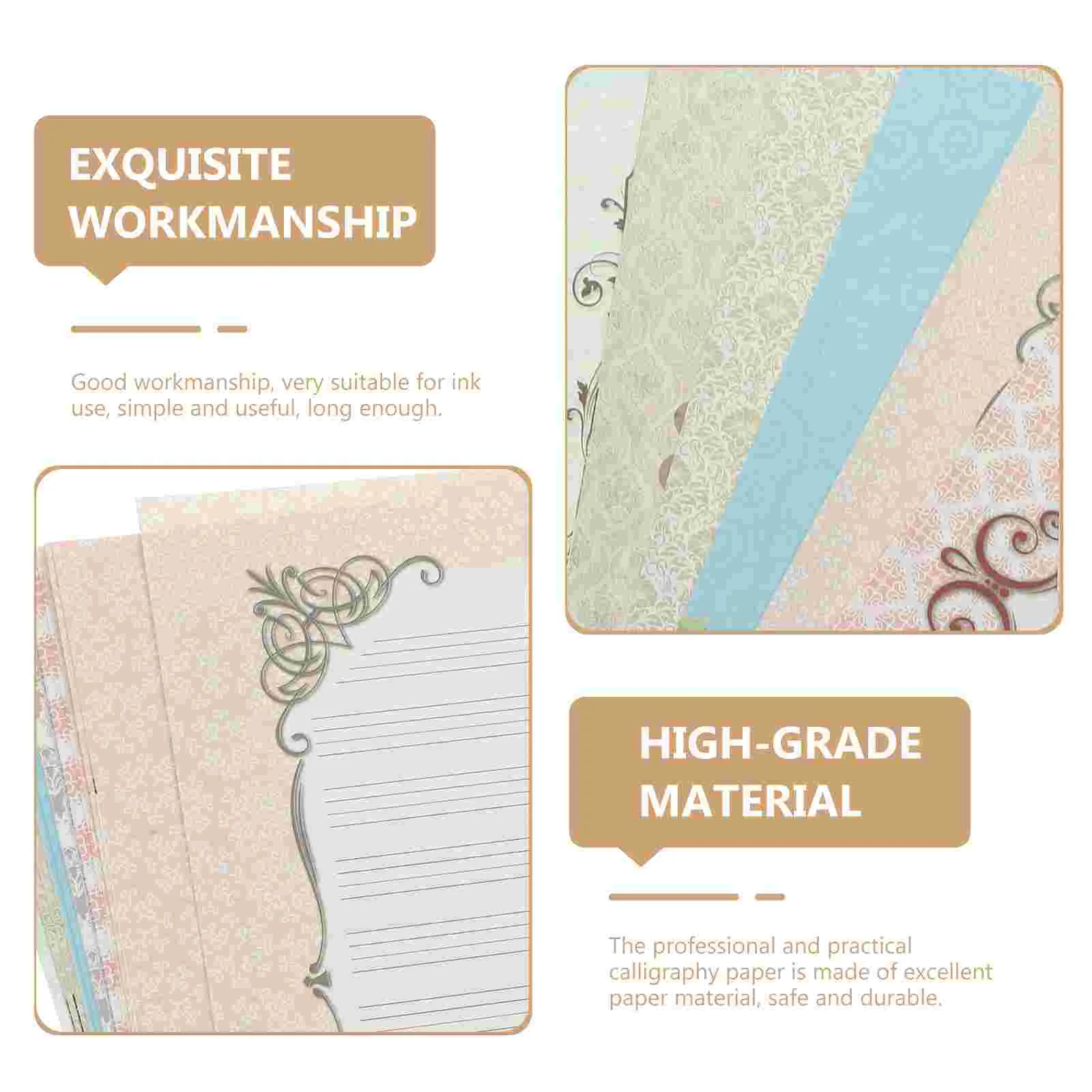 Vintage Stationary Letter Paper Calligraphy English Practice Handwriting Note Cards with Envelopes