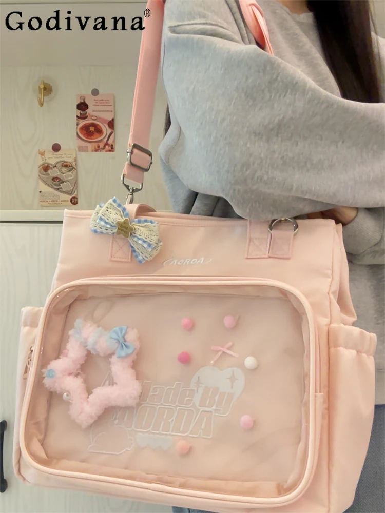 

Simple and Versatile Large-capacity Transparent Pain Bag College Students Commute Tote Computer Bag Ins Shoulder Messenger Bag