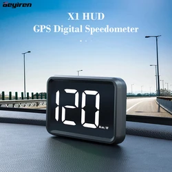 Geyiren X1 GPS Digital Speedometer Car HUD Head-up Display Universal Big Font for Motorcycle Auto Gauge Speed Meter KMH MPH