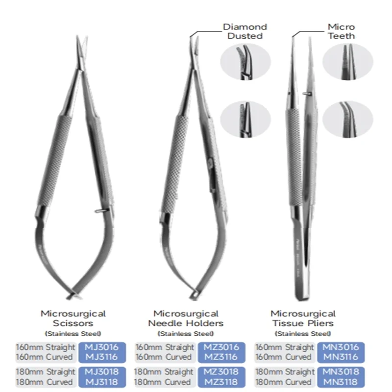 Finely Processed Merison Dental Tools Stainless Steel Microsurgical Instrument Kit&Needle Holders&Tissue Pliers&Scissors