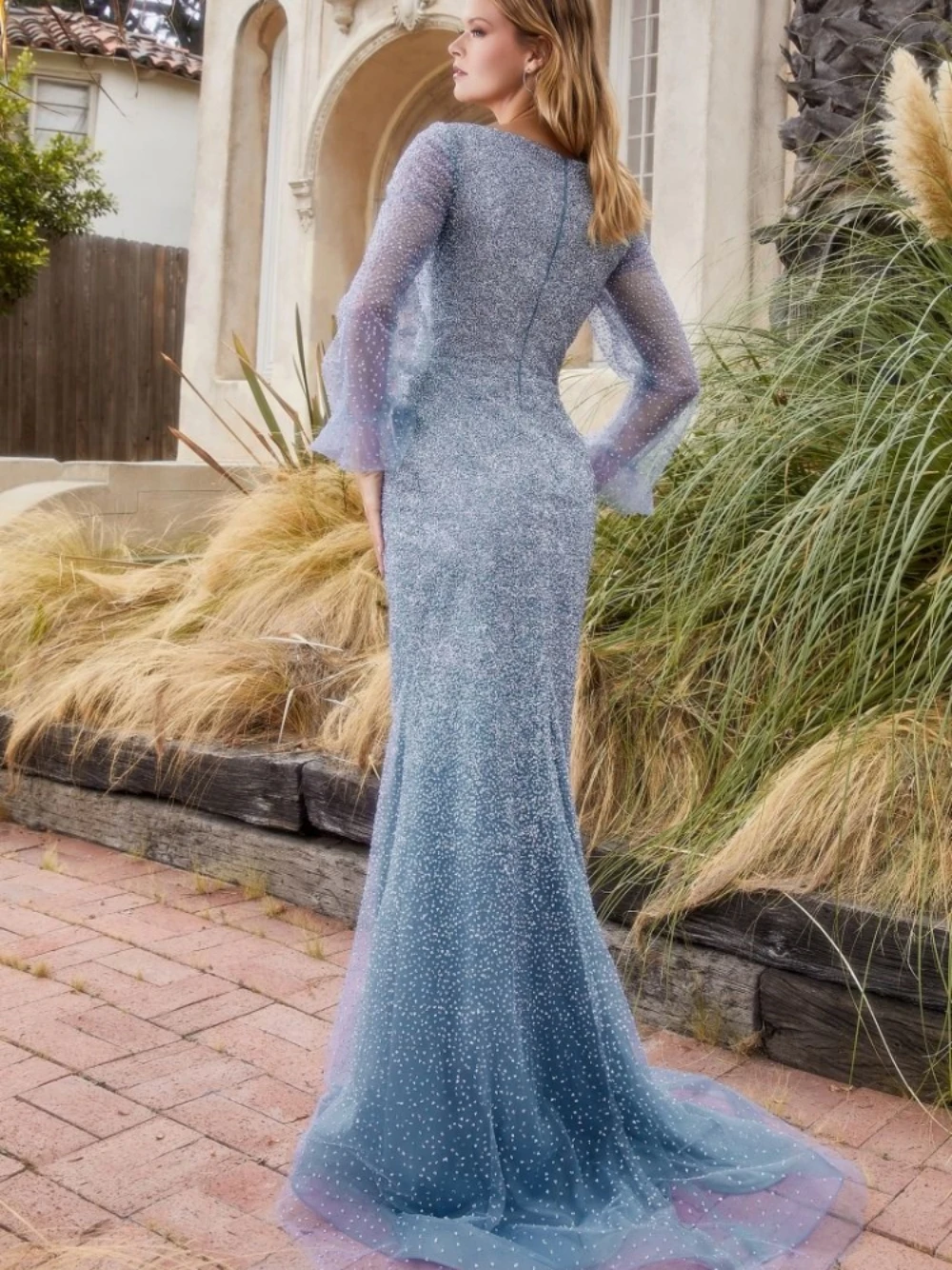 Romantische Liefje Hals Lange Mouw Prom Jurk Sprankelende Glitter Cocktailjurk Eenvoudige Elegante Lange Avondjurken Robe De Mariée