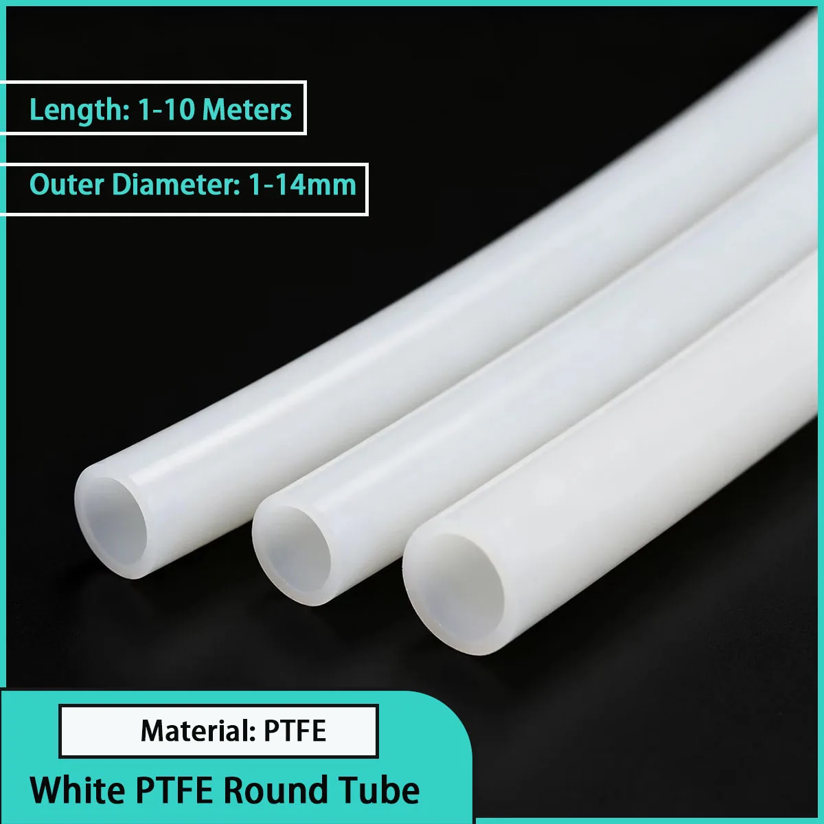 Outer diameter: 1-14mm white PTFE round tube used for chemical fluid transportation, electronic insulation, etc
