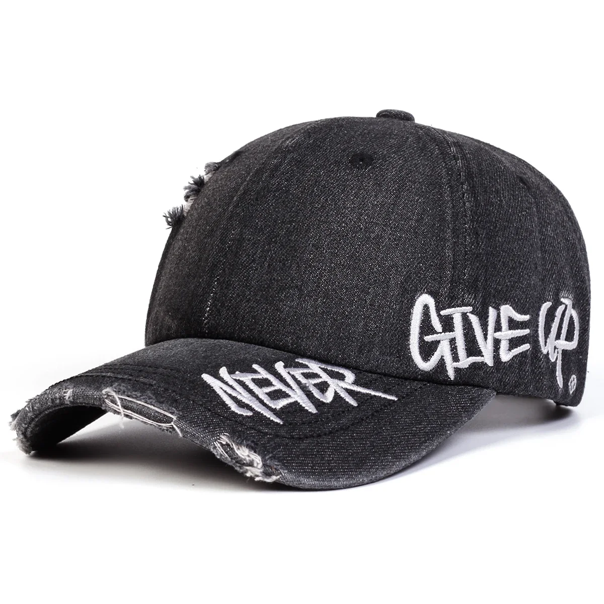 Unisex NEVER GIVE UP Letter Embroidery Baseball Caps Spring and Autumn Outdoor Adjustable Casual Hats Sunscreen Hat Sports Cap