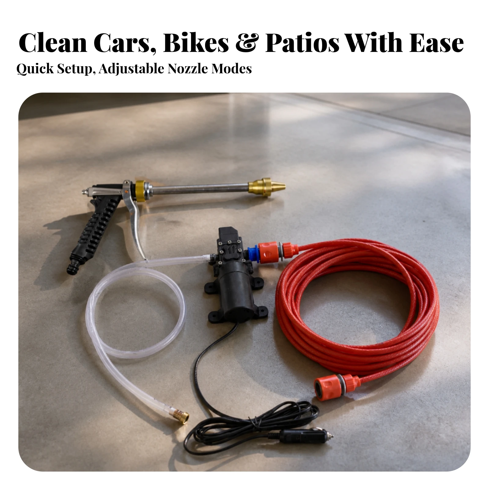 12V Vehicle Washer Pump System with Metal Lance for Auto Detailing