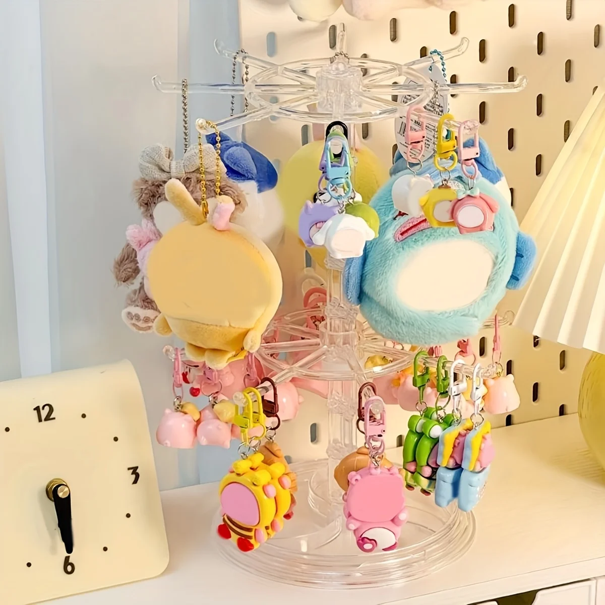 1pc Multifunctional Double-Layer Rotatable, Detachable and Adjustable Jewelry Stand - Jewelry, Keychain Display Rack. A Perfect