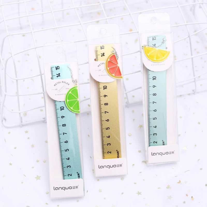 

15 cm Kawaii Fruits Pendant Ruler Measuring Straight Ruler Tool Promotional Gift Stationery Accessories Cute School Decor