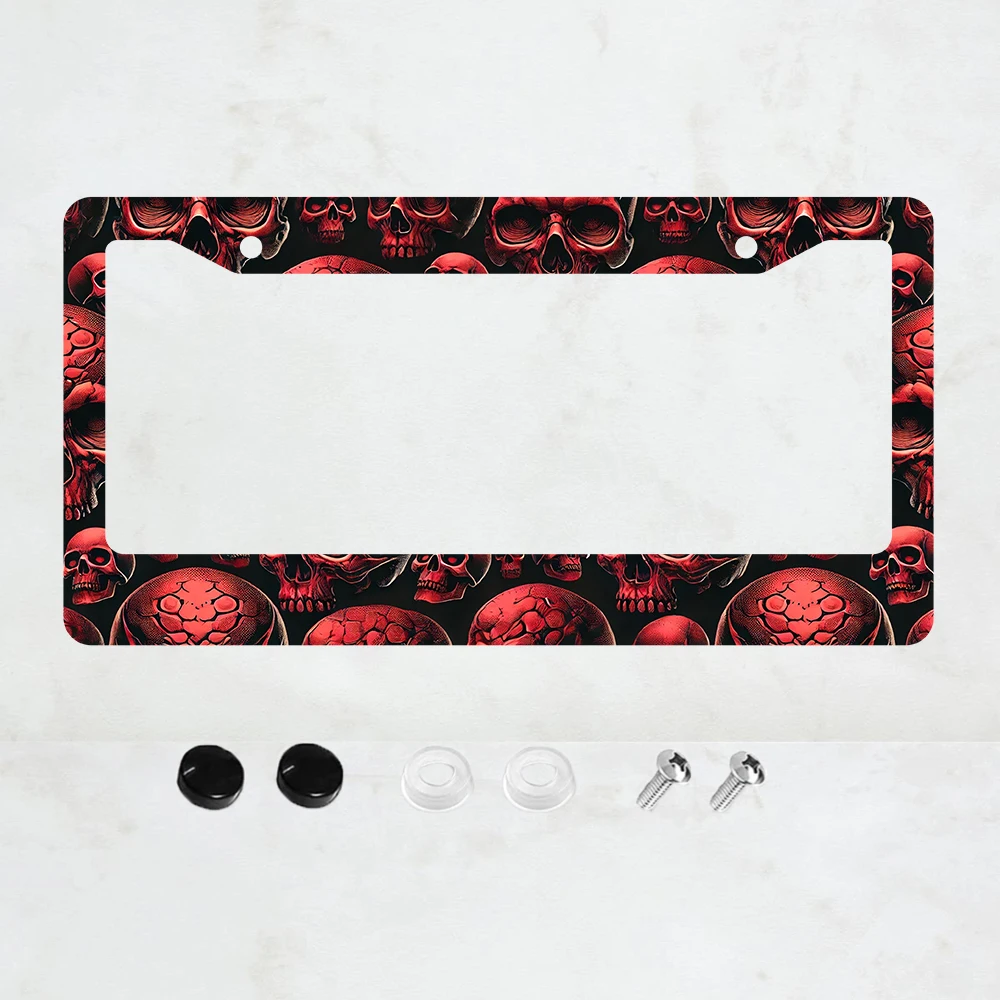 

1PC Motorcycle Red Skull License Plate Frame Halloween Aluminum License Plate Frame - 6 x 12 Inch US Standard Size