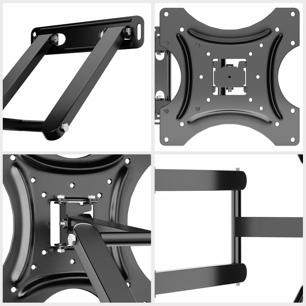 Universelle TV-Monitor-Wandhalterung, Gelenkarme, drehbare Neigungsverlängerung, Drehung für die meisten 17–55 Zoll flachen, gebogenen Fernseher – Detail 17