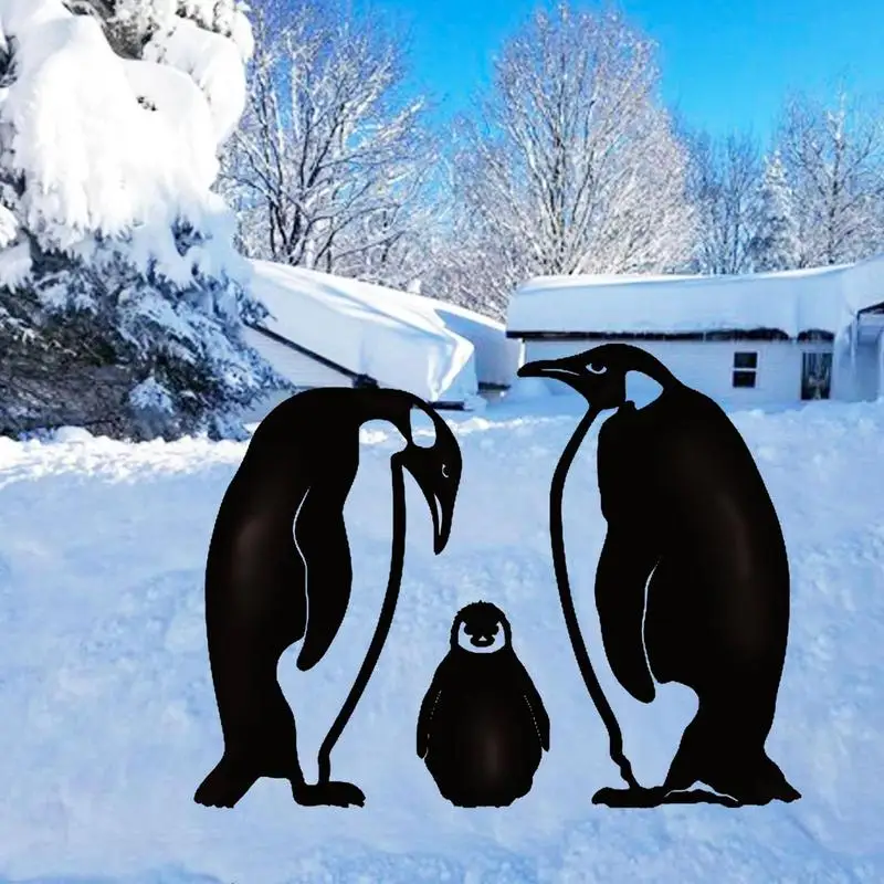 Black Metal Penguin Art Garden Penguin Family Yard Art Gardening & Lawn Care For Thanksgiving Christmas Thanksgiving Christmas