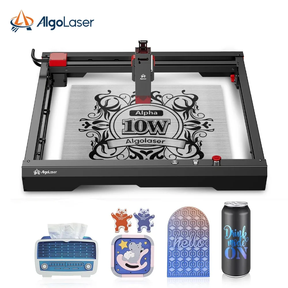 AlgoLaser Alpha 10W Output Power Laser Engraver Cutter Wifi/App Control CNC Desktop DIY Machine for Woodwork Metal Acrylic Glass