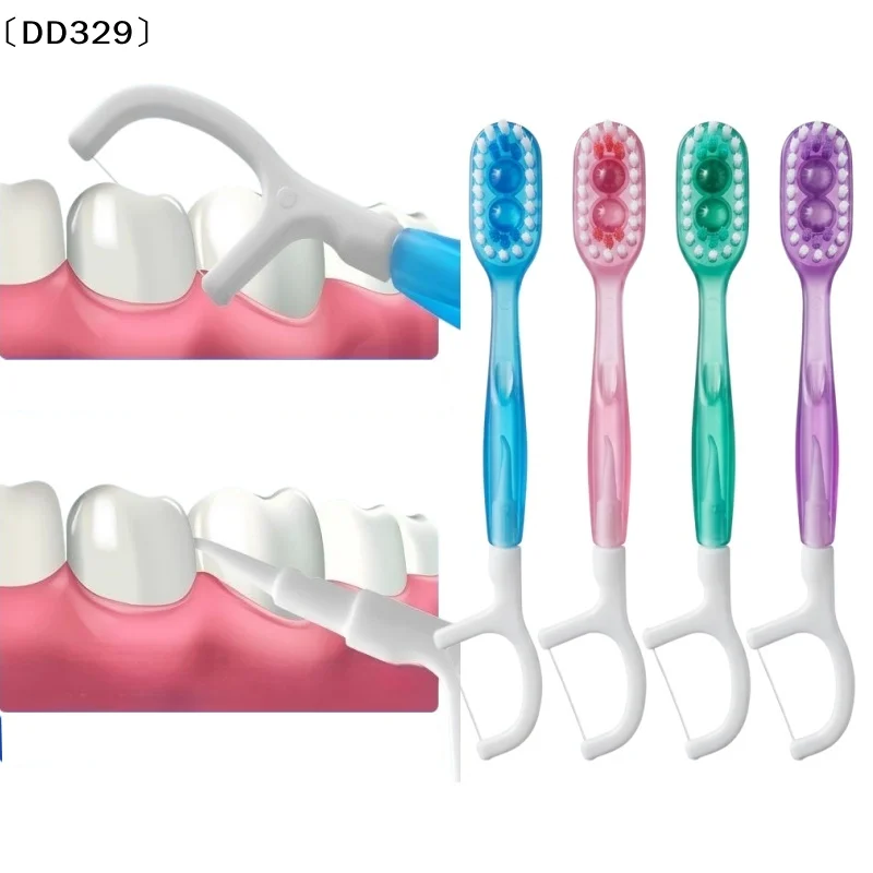2/12Pcs Portable Travel Toothbrush With Dental Floss Five-in-one Bursting Bead Disposable Cleaning Toothbrush〔DD329〕