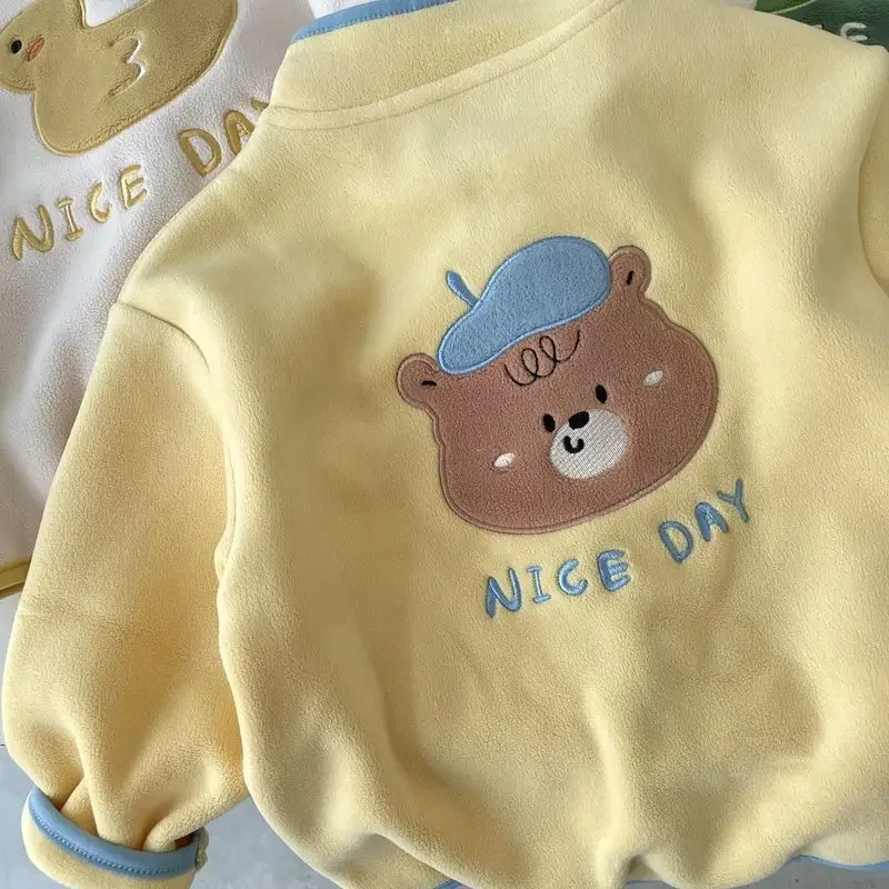 Neue Polarfleece-Strickjacke für Kinder, Jungen und Mädchen, Winterjacke für Kinder, warme Kapuzenjacke für Babys, einfarbige Mäntel, lässige Oberbekleidung für Kleinkinder. – Detail 8