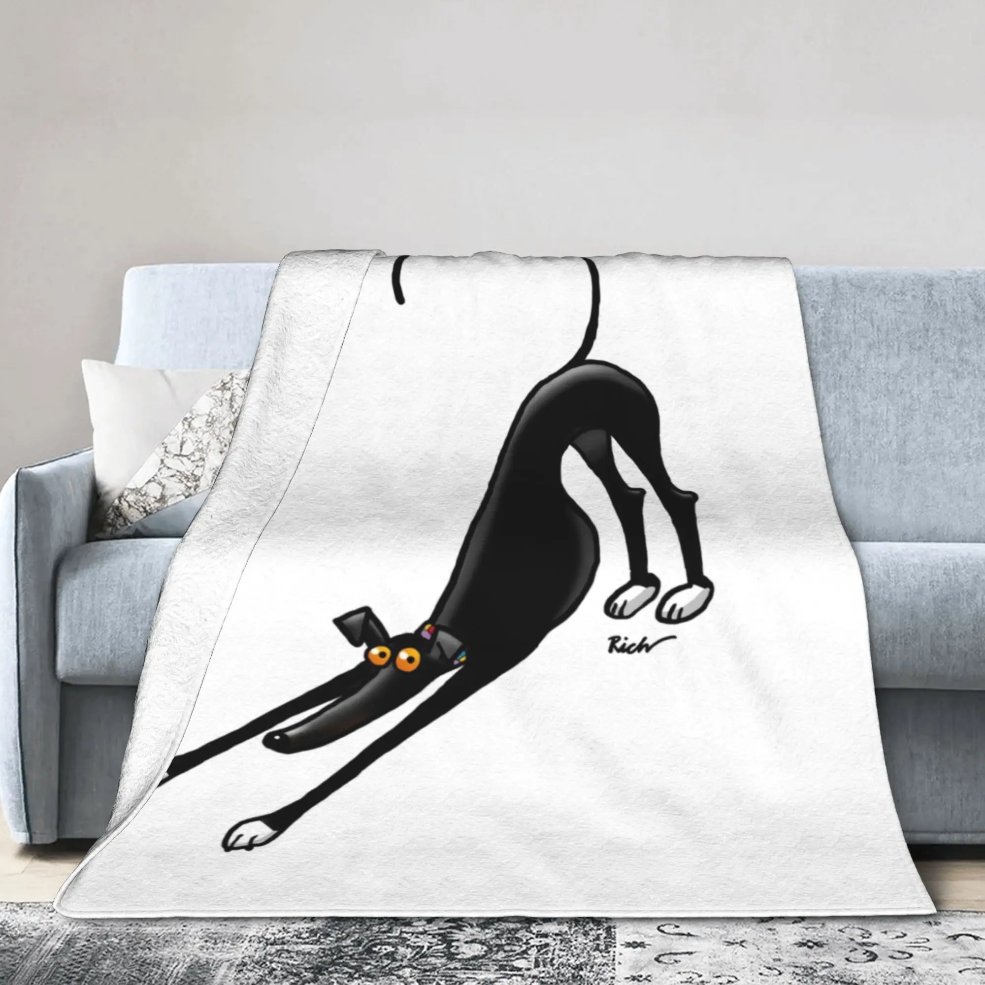 Custom Sofa Fleece Bowdown Hound Throw Blanket Warm Flannel Greyhound Whippet Dog Blankets for Bedding Office Sofa Quilt