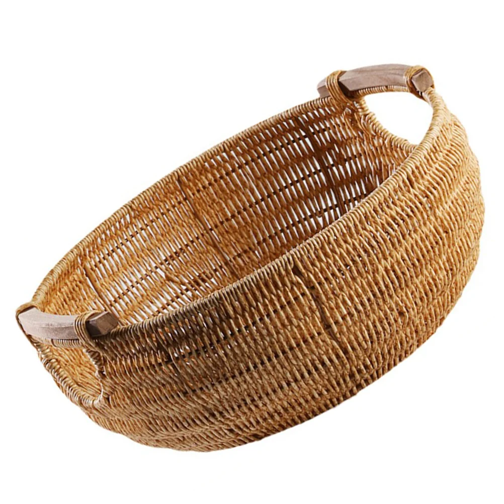 Bread Basket Plastic Fruit Tray Rattan Baskets Storage Wicker Serving Container Shopping