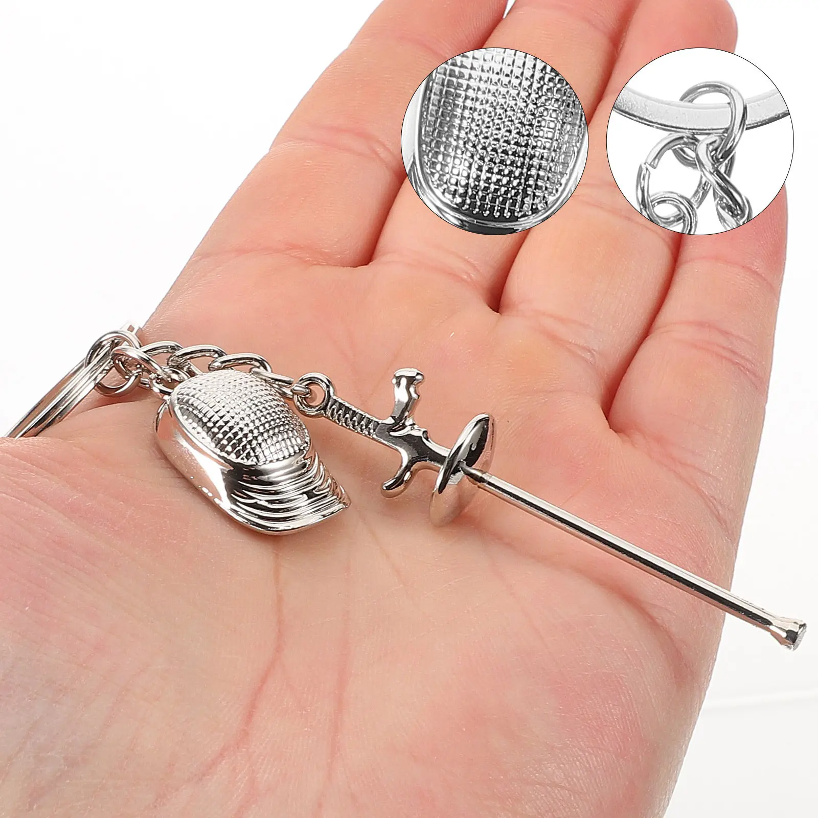 Fencing Key Ring Metal Keychain Delicate Mini Hanging Keychain for Backpack Bag Decoration Sport Fans Keepsake