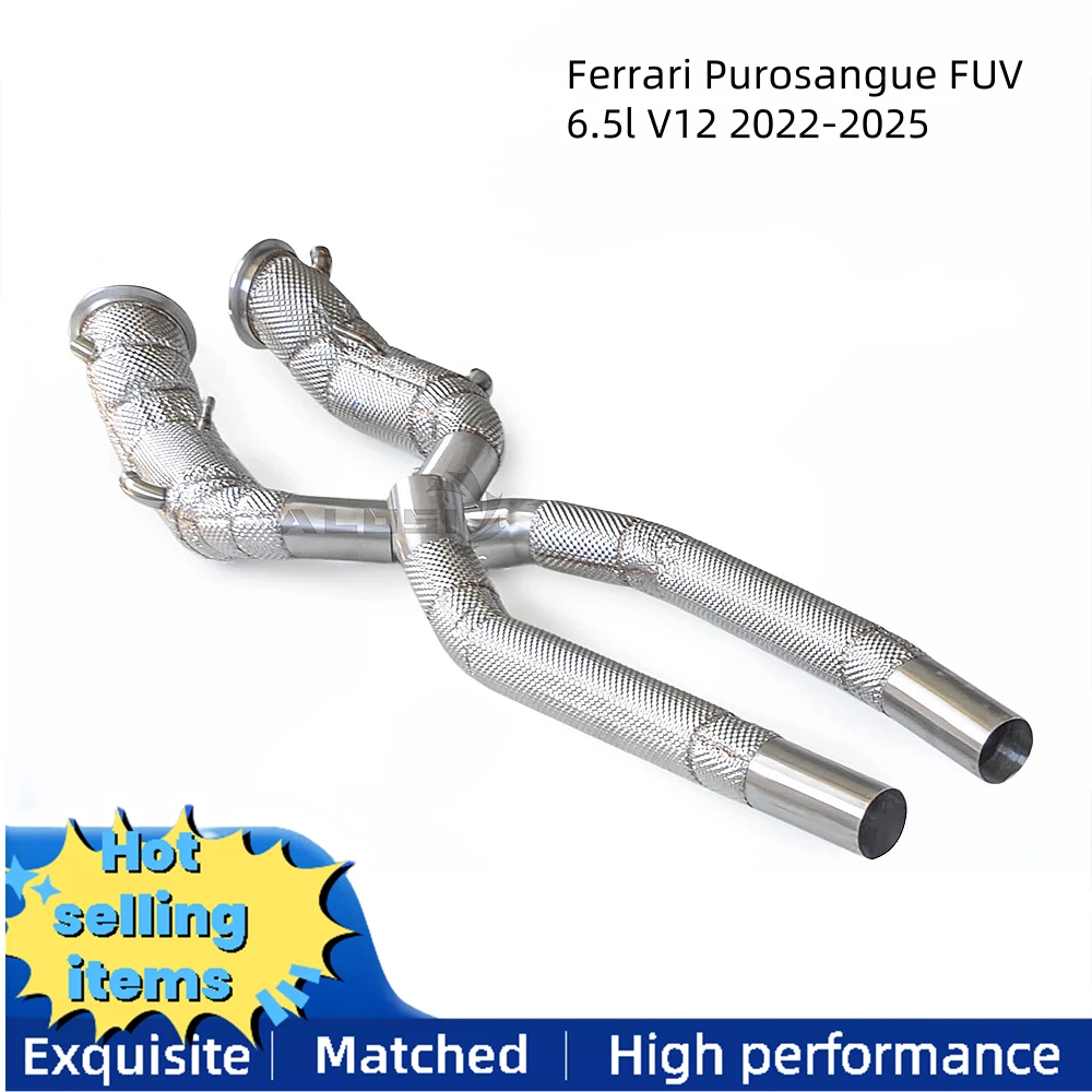 

Высокопроизводительная выхлопная труба для Ferrari Purosangue FUV 6.5l V12 2022-2025, выхлопной каталитический преобразователь с теплозащитным экраном