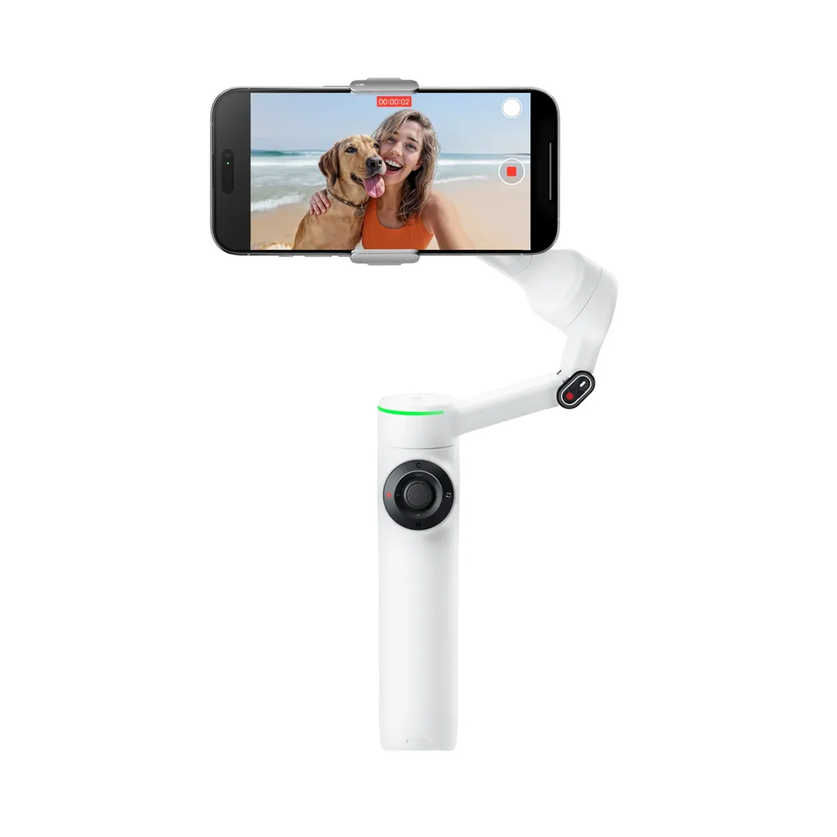 Insta360 Flow 2 Pro White Foldable AI Phone Gimbal,Track in 200+ Apps with Apple DockKit,Multi-Person Tracking,360º Pan Tracking