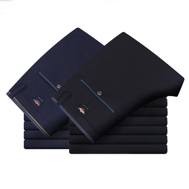 الرجال السراويل النسيج المرن الربيع الصيف عارضة مستقيم السراويل الطويلة عارضة الرجال السراويل المريحة زائد حجم 29-40 #5