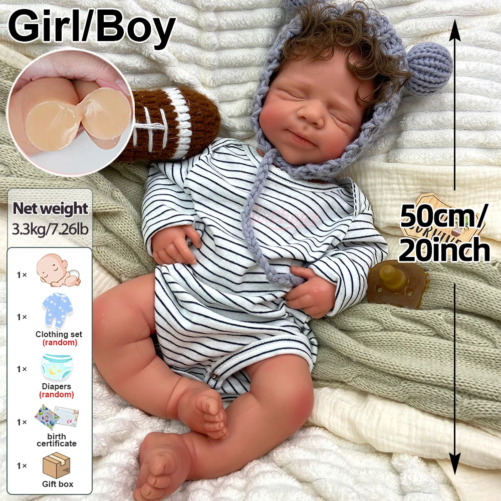 Hand Rooted Curly Hair Realistic 20inch PASCALE Silicone Reborn Doll High Simulation Weighted Body Toddler Dolls Toy