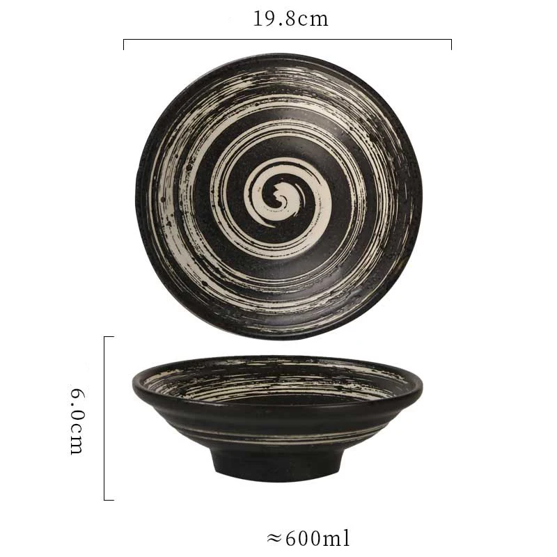 Japanese Underglaze Color Handpainted Gradient Ceramic Hat Ramen Bowl Restaurant Household Cooking Noodles Salad Large Soup Bowl