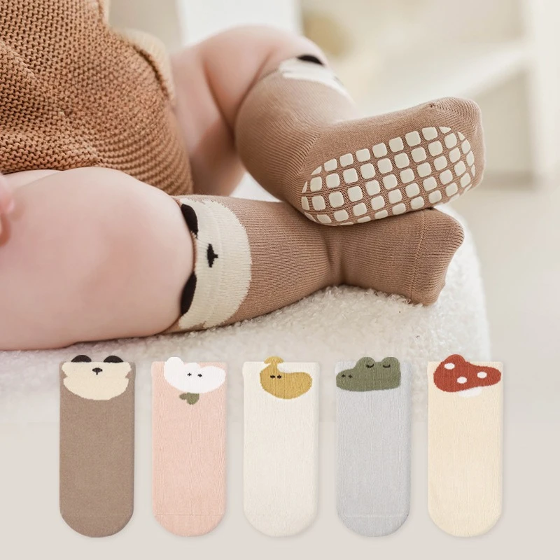 

Всесезонные противоскользящие детские носки, милые детские напольные носки с героями мультфильмов для малышей, хлопковые носки на резиновой подошве для маленьких мальчиков и девочек