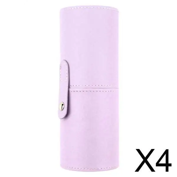 

Держатель для кистей для макияжа из искусственной кожи с крышкой, круглая коробка большой емкости, чехол для хранения косметики, органайзер для профессионального и ежедневного использования