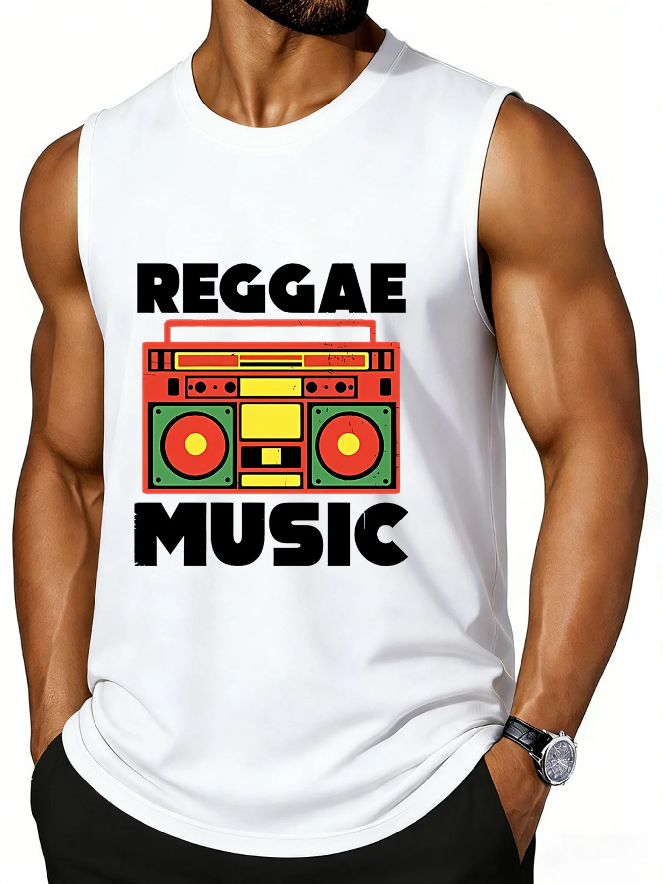 CLOOCL REGGAE MUSIC Radio Printed Vest Fashion Sports Vests Summer Teenager's Sleeveless T-Shirt Casual Top
