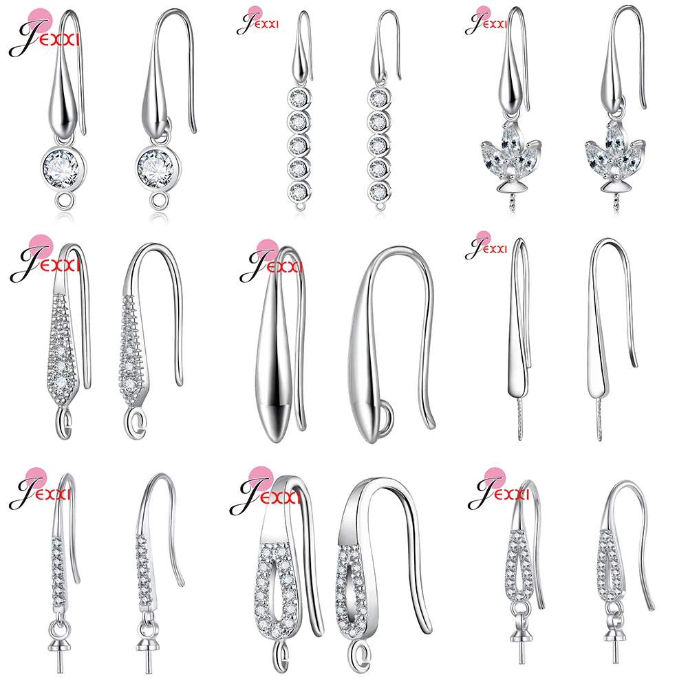 New Clear Zircon 925 Sterling Silver Hypoallergenic Earrings Hook Anti Allergy Earring Clasps Making For Diy Jewelry Findings