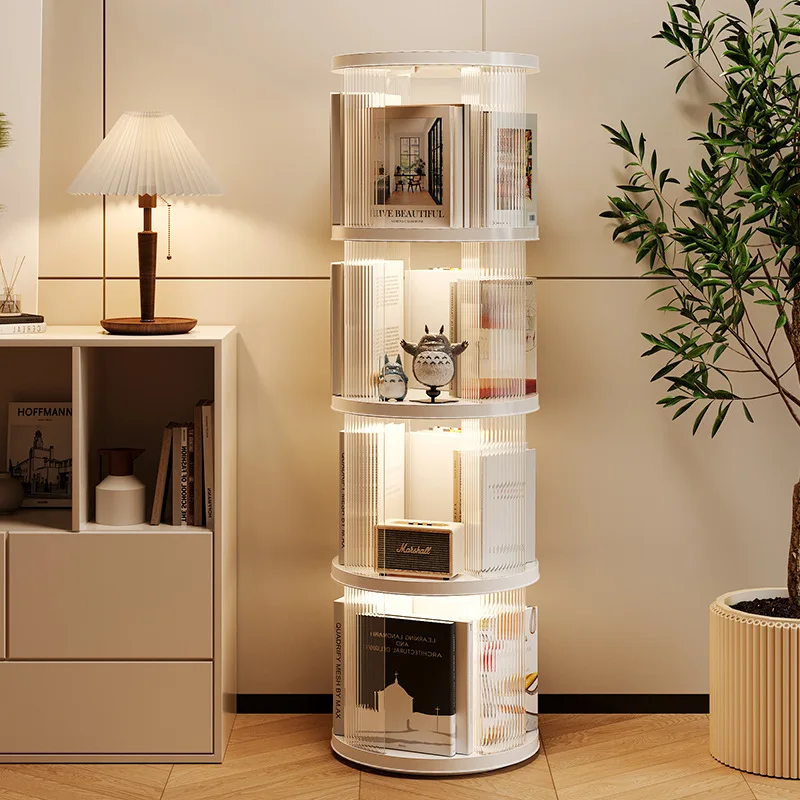 

Large capacity Multilayer Rotating Bookshelf for Home Living Room Floor standing Storage Rack 360 degree Rotation Space saving