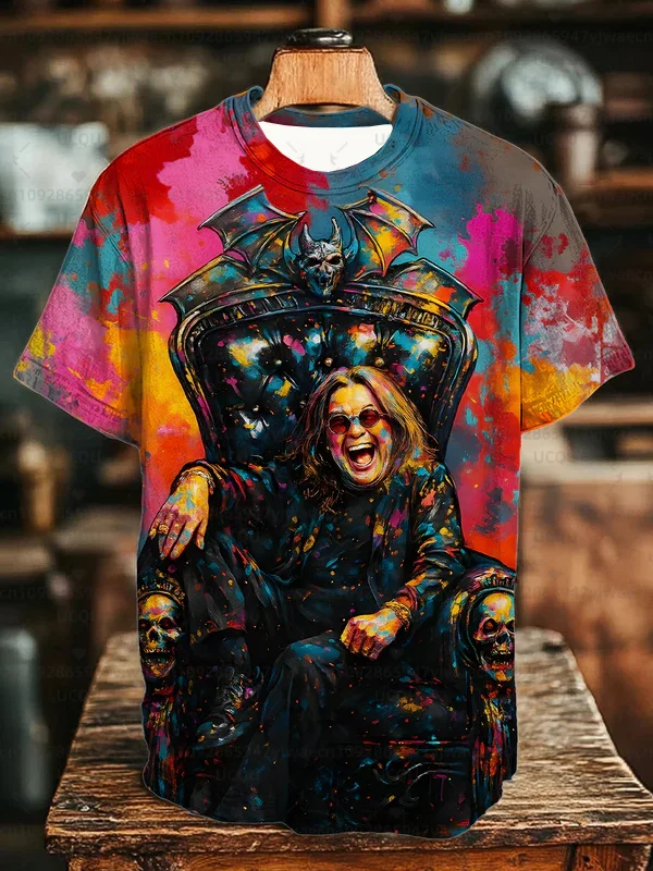 الصيف الرجال النساء قصيرة الأكمام Ozzy Osbourne المغني طاقم الرقبة عادية ثلاثية الأبعاد طباعة التعادل صبغ تي شيرت الهيب هوب القمم #4