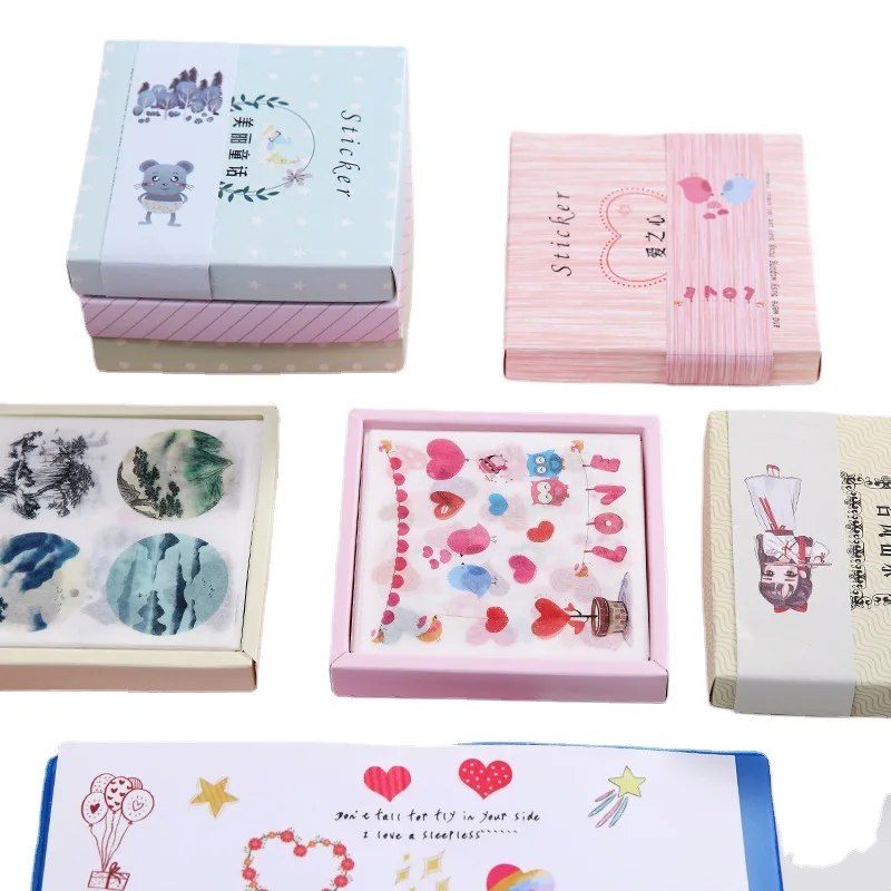 Creatieve 24 Stuk Boxed En Papier Sticker Dagboek Set Hand Grootboek Sticker Set Diy Hand Grootboek Sub Sticker