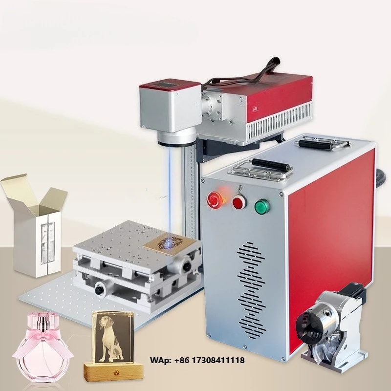 JUNFEI 3D Glass UV Engraving Machine 3W 5W 10W Fiber Source  GAIN for Galvo Lens Code Plastic Blank Card Marking