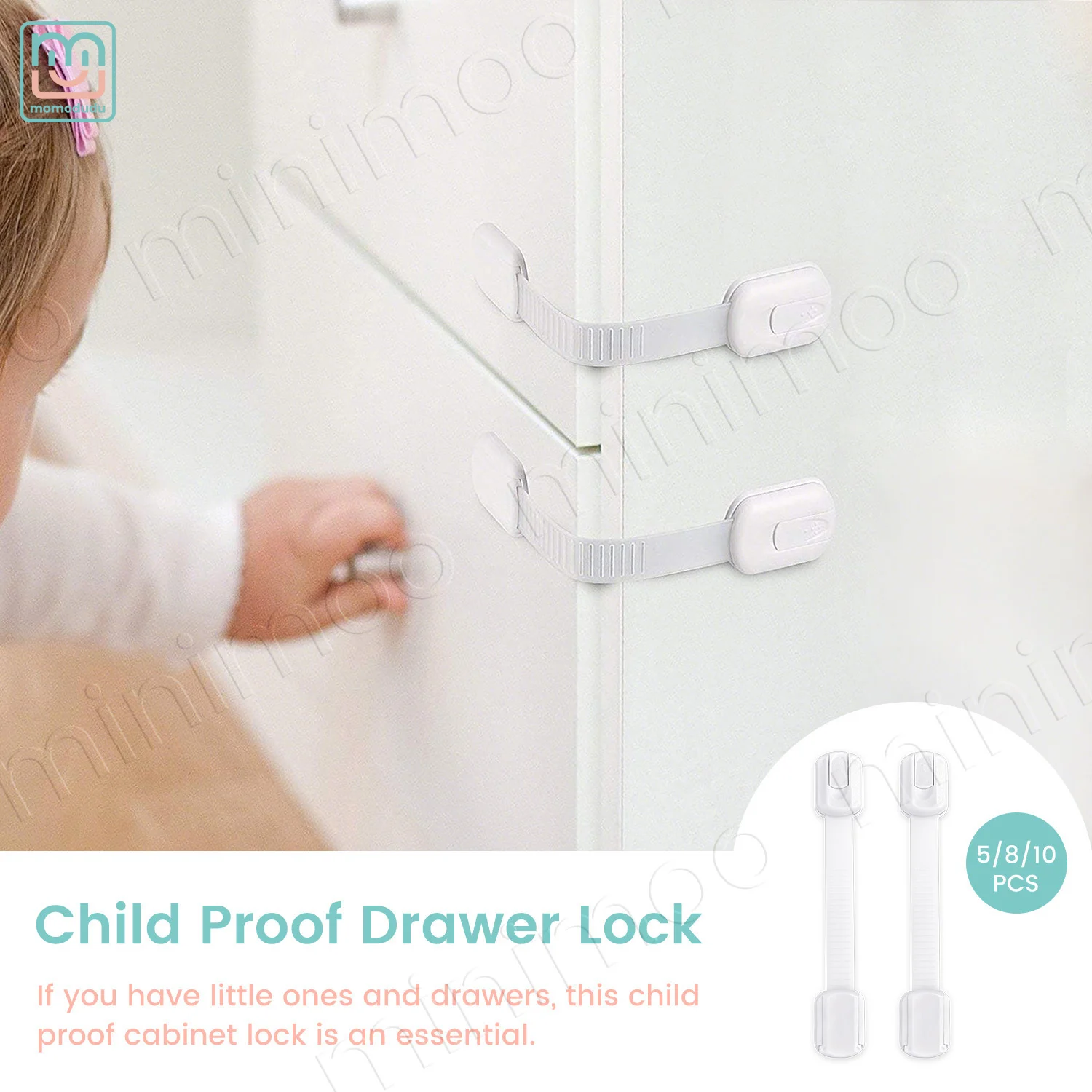 Multi-Purpose Child Proof Cabinet Locks, 3M Adhesive Safety Latches for Kitchen, Bathroom & Furniture