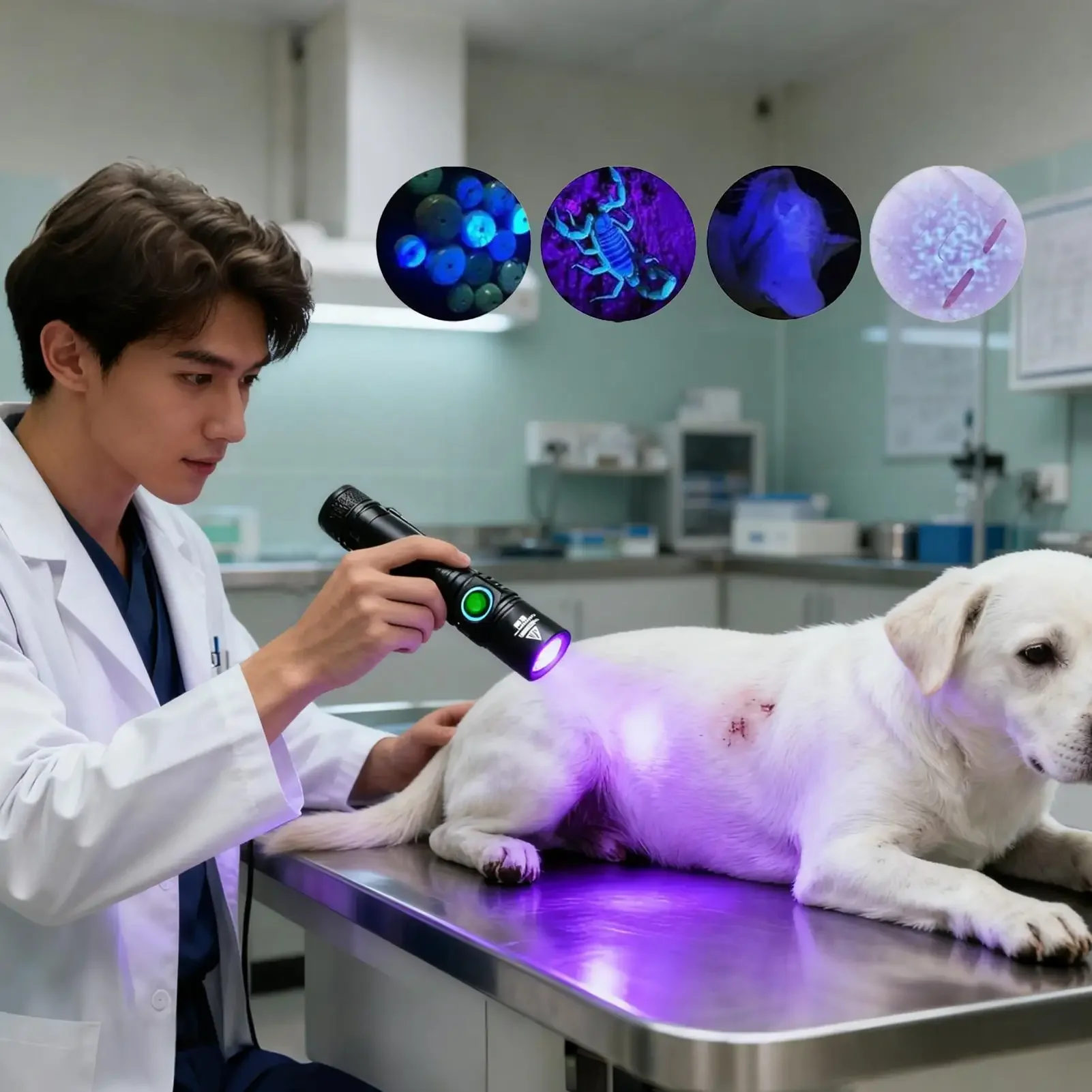 UV Flashlight for Resin Portable Rechargeable Pet Accessory Handheld UV Light for Detection Urine Cat Dog Blood Pee Germ Glow