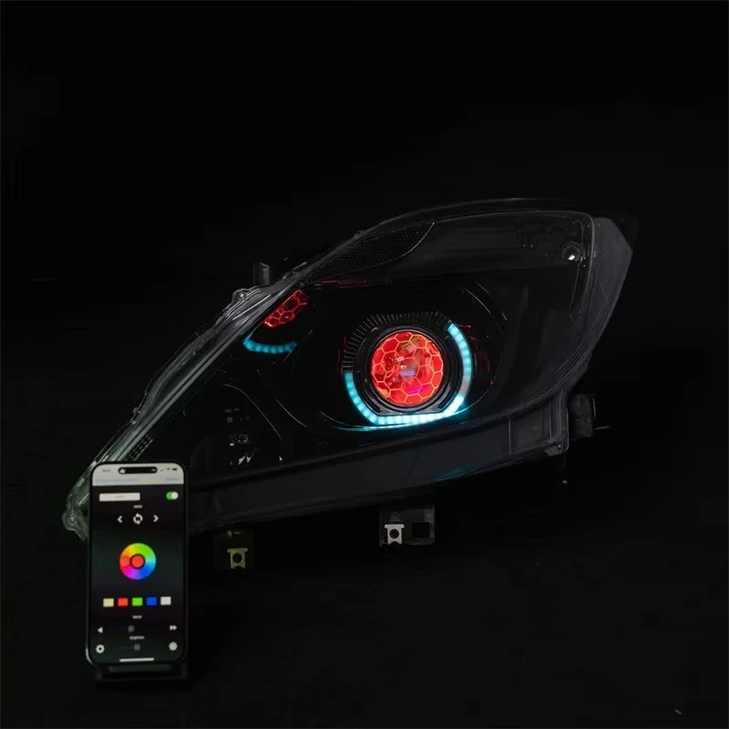 For MAZDA BT50 Custom Headlight BT-50 Front Lamp Angel Eye W/Sequential Indicator/RGBW Turbine