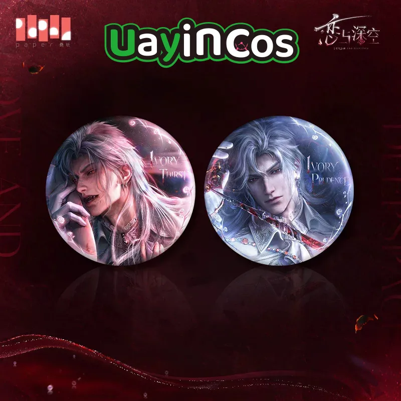 In stock Official Love and Deepspace Sylus Square Badge Brooch Pin Silverwing Fiend Where Silverwings Rest Series Anime Accessor