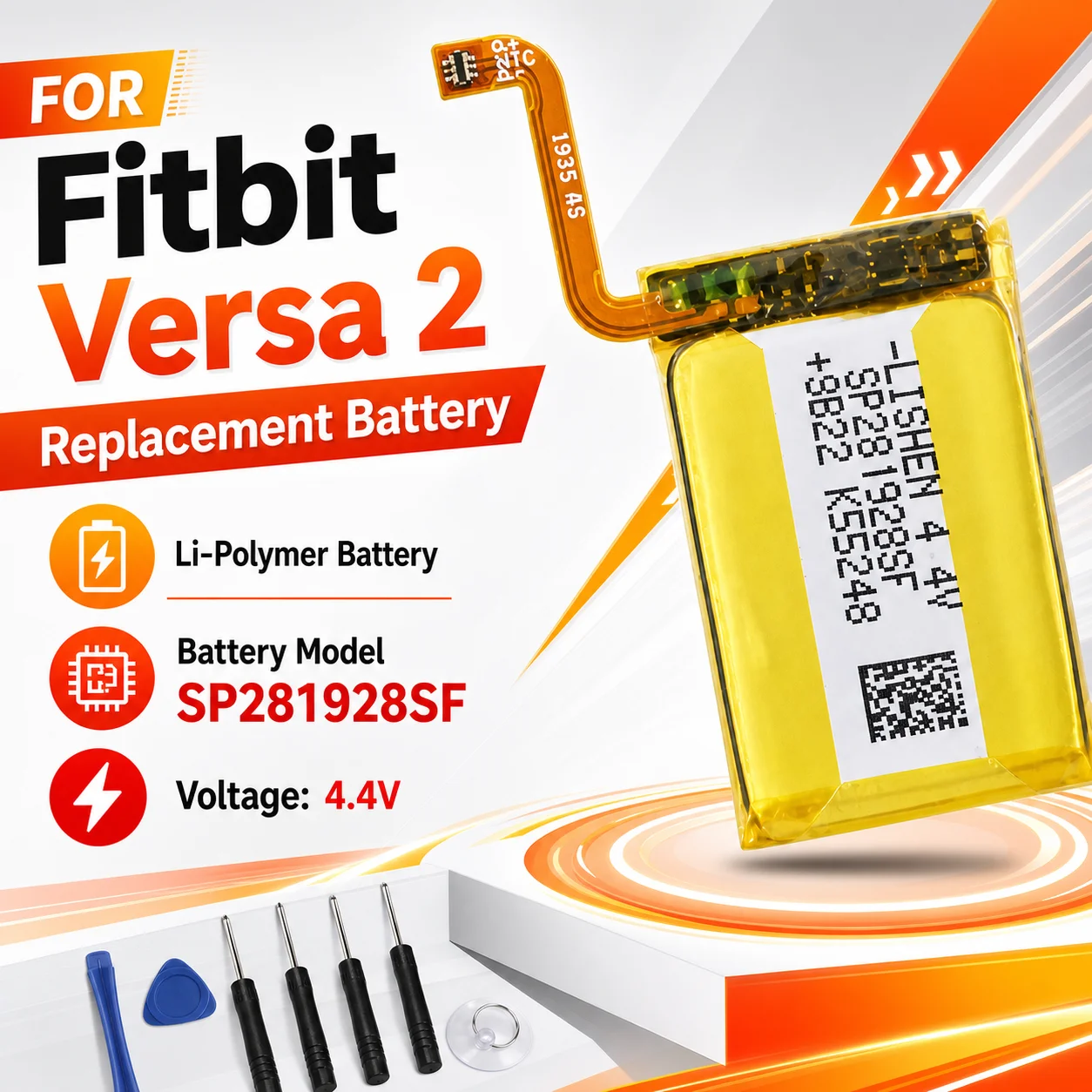 Smart Watch Replacement Battery SP281928SF For Fitbit Versa 2 Wireless Accumulator Repair Battery With Free Tools