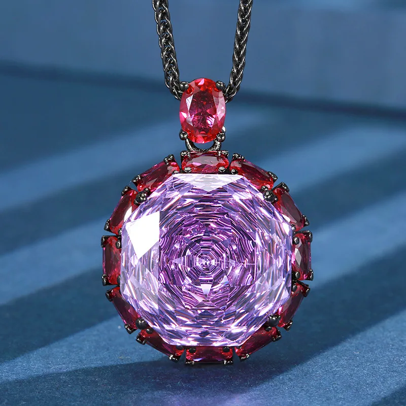 Rose Cut Lab Diamond Pendant Necklace Finger Ring Sparkle 3 Color Big 5A Grade Zircon Pendant Beauty Fashion Jewelry Accessories