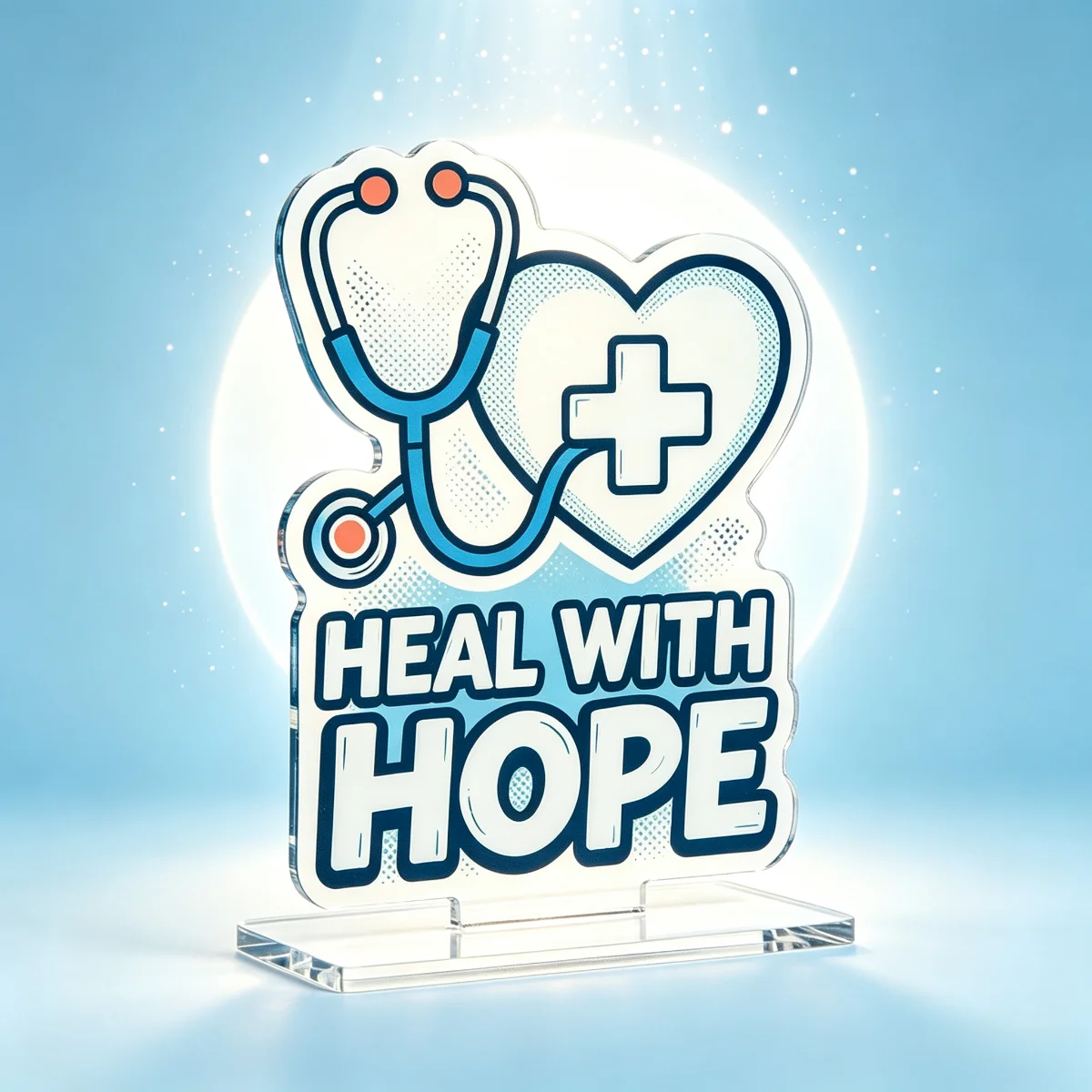Stethoscope Medical Acrylic Ornament, Double-Sided Pattern Nurses' Day Desktop Gratitude Decoration Ornament