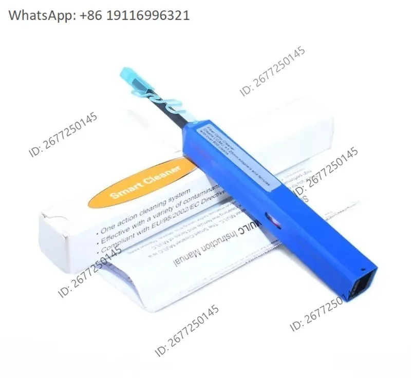 One-click pen-style fiber end-face cleaner for 1.25mm LC/MU fiber optic male connectors and female adapters.