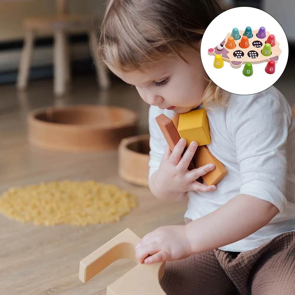 

1 Set Of Wooden Number Matching Educational Plaything Color Cognitive Baby Toddler Montessori Learning Game Early