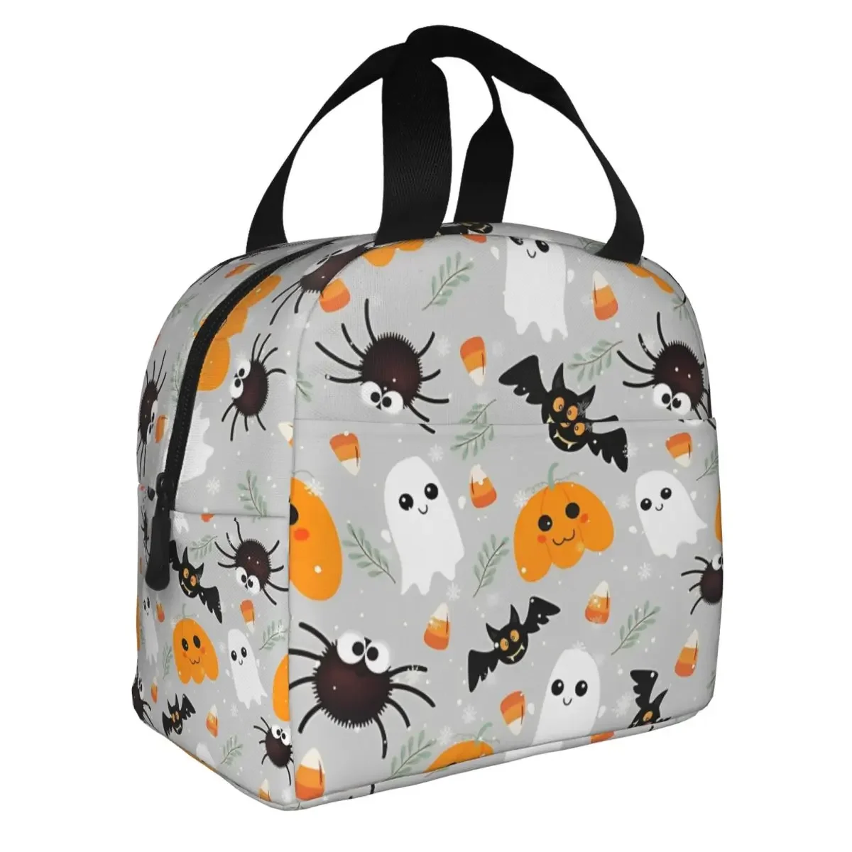 Cute Halloween Pumpkin Head Bats Spiders Lunch Bag Thermal Bag Lunch Container Lunch Box Tote Food Storage Bags Beach Picnic