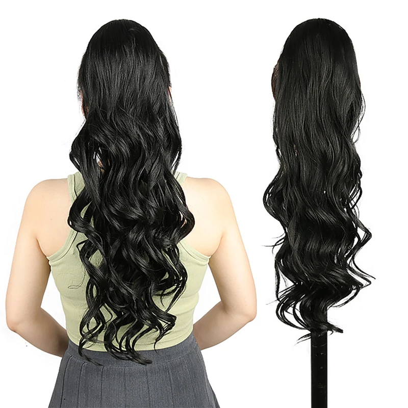 Julilanna Synthetic Kanekalon Futura Fiber Loose Deep Spanish Curly Brazilian Straight Hair Extensions Synthetic Ponytail